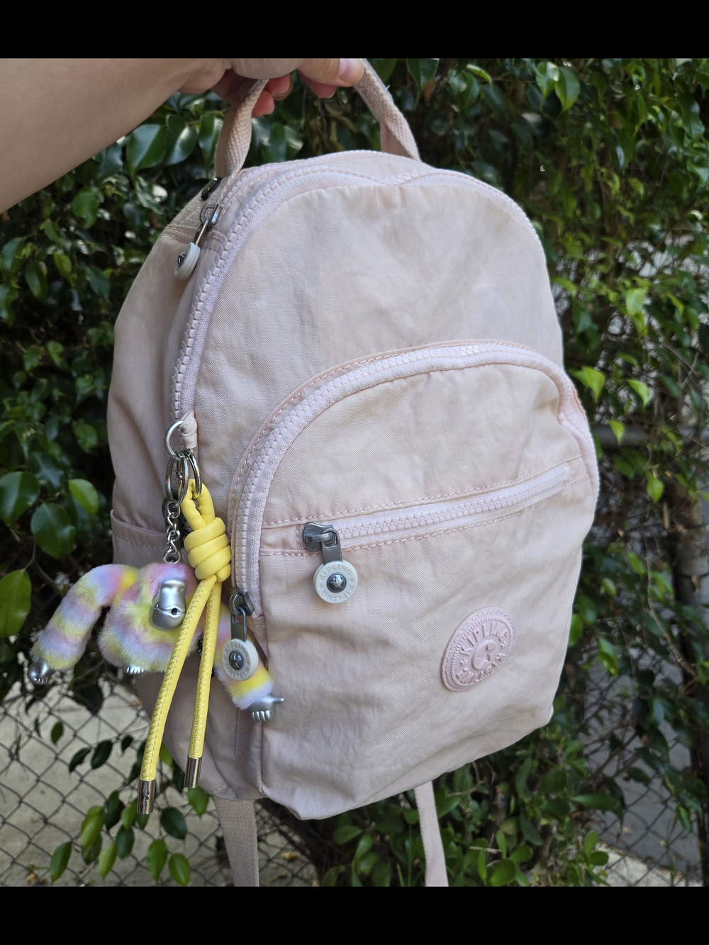 Kipling Baby Pink Backpack with New Monkey and Cord Charms